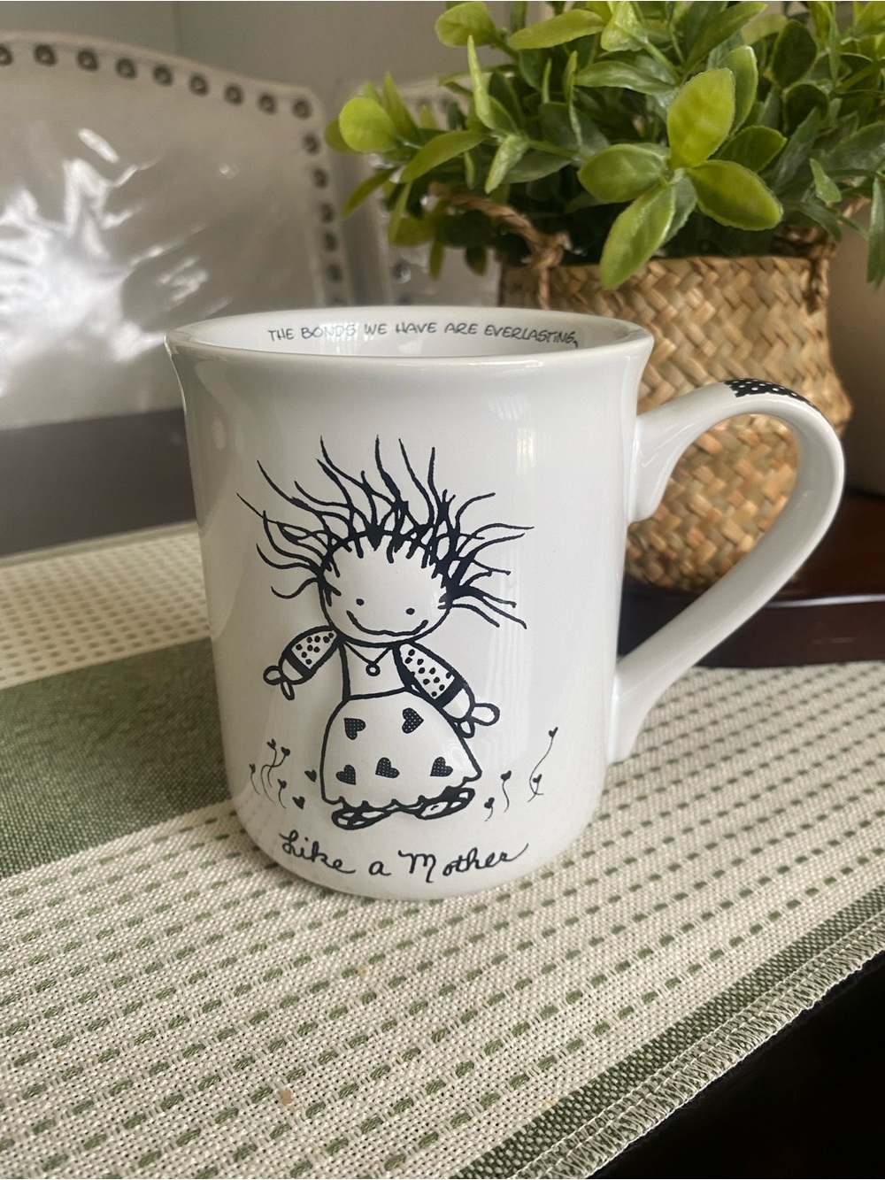 White Ceramic 'Like a Mother' Illustrated Mug